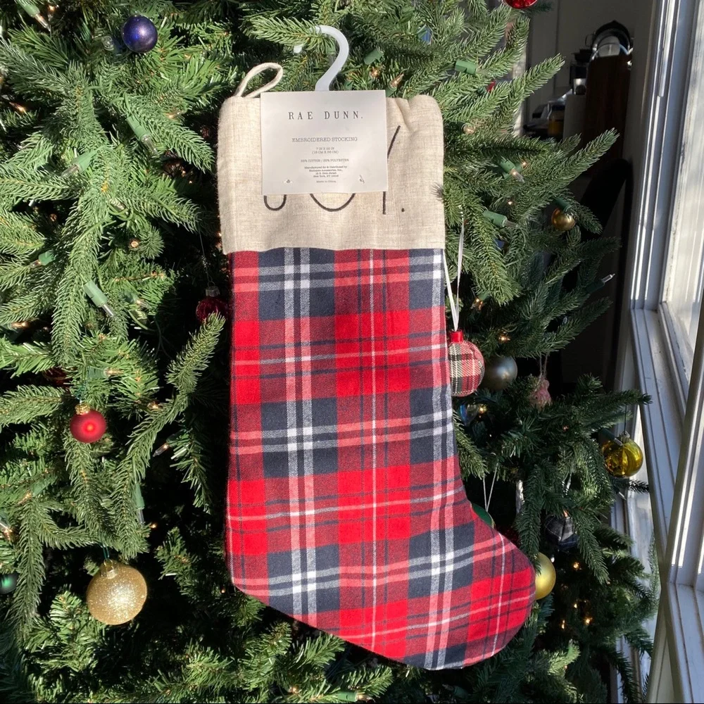 🎄♥️ RAE DUNN “JOY” CHRISTMAS RED EMBROIDERED STOCKING!